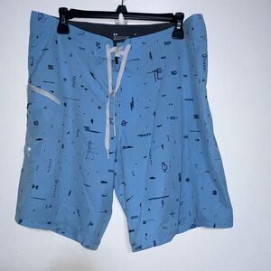 Under Armour Men's Blue Tide Chaser Loose Heatgear Boardshorts Size 36